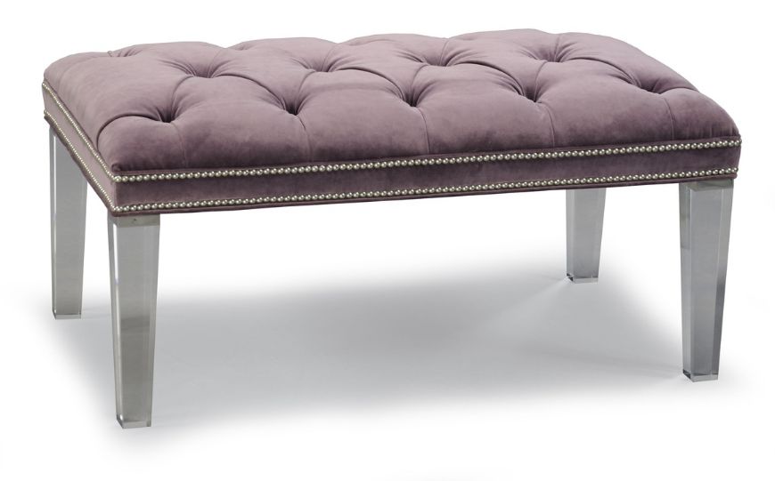 Picture of ST. SIMONS BUTTON TUFTED BENCH WITH LUCITE LEG